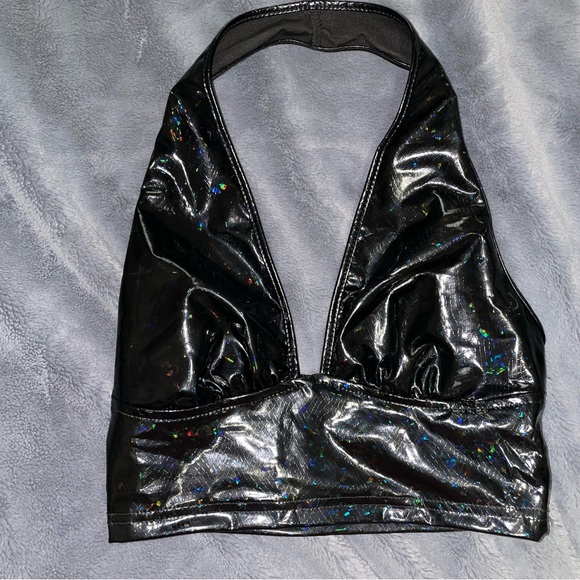 SHEIN PU Leather Halter Top - Picture 3 of 5